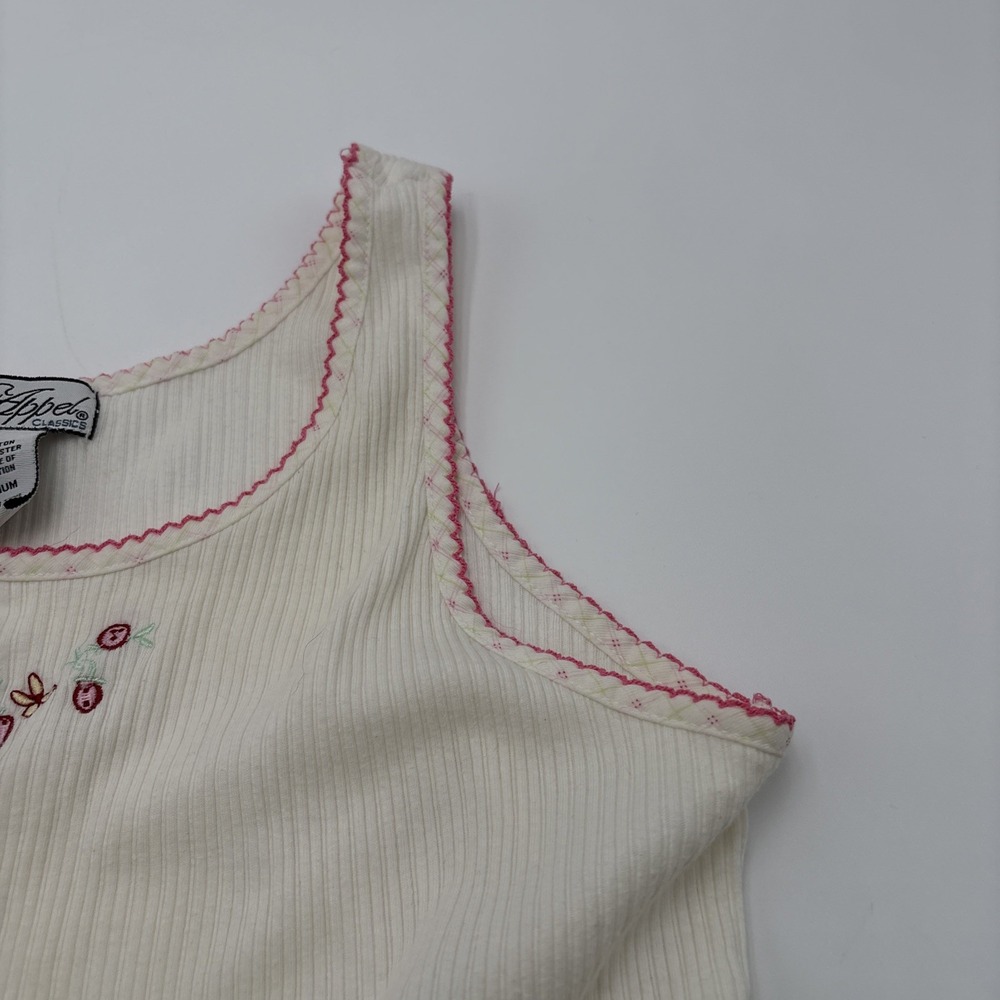 J Appel Classics Tank Top Sleeveless Womens Size Medium Strawberry's Floral Embr - Picture 6 of 15